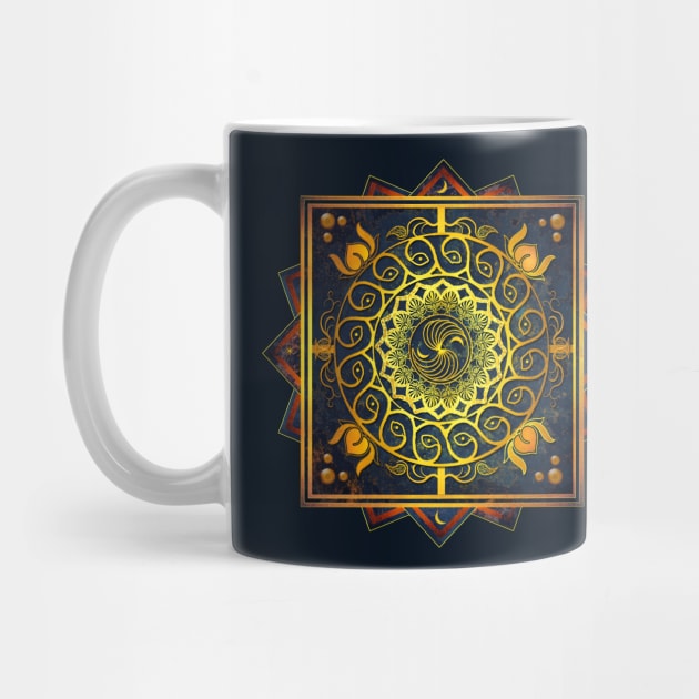 Gold Filigree Moon Lotus Mandala by DISmithArt